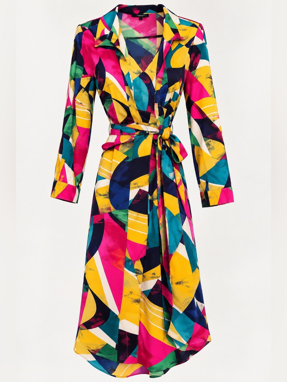 Live 4 Truth Multicolor Abstract Wrap Dress - Pink, Yellow & Teal